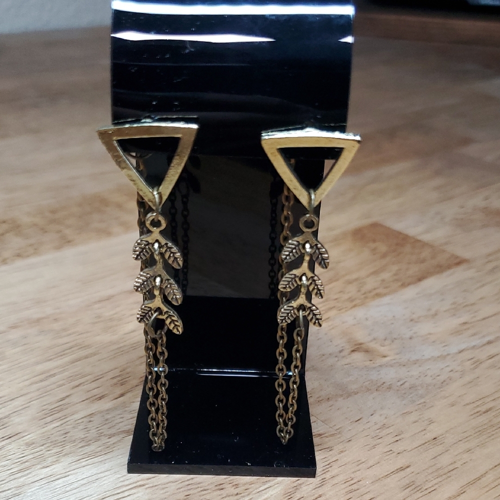 Gold Triangle Dangle Earrings